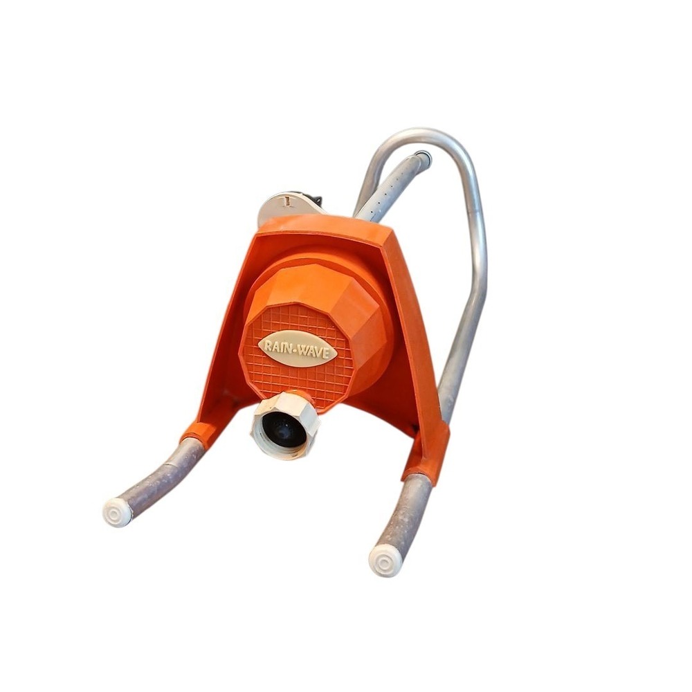 Vtg Orange Rain Wave Lawn Yard Sprinkler Aluminum Oscillating Sprayer WORKING